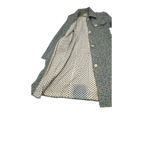 Twinkle By Wenlan Jacket Womens Size Medium Blue Floral Textured Long Overcoat . - Picture 4 of 9